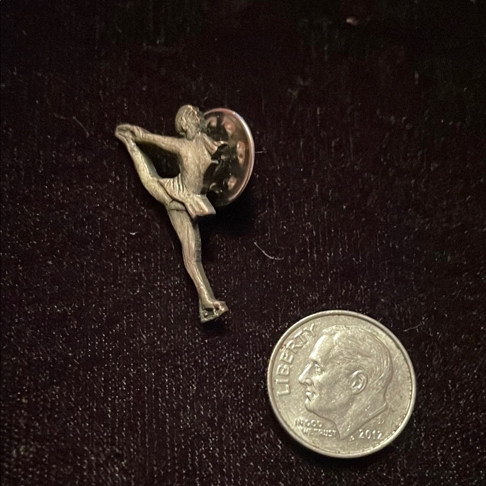 Silver Ice Skater Lapel Pin
